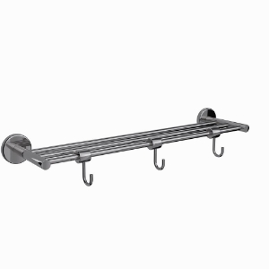 Picture of Towel Shelf with 3 Hooks - Black Chrome