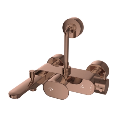 Picture of Exposed Thermostatic Bath & Shower Mixer 3-in-1 System - Blush Gold PVD