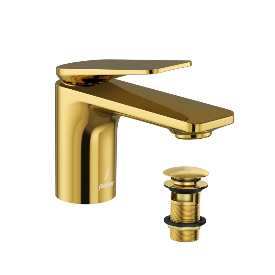Picture of Single lever basin mixer with click clack waste - Gold Bright PVD